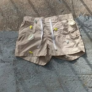 Tan Cargo Shorts with stretchy waist band